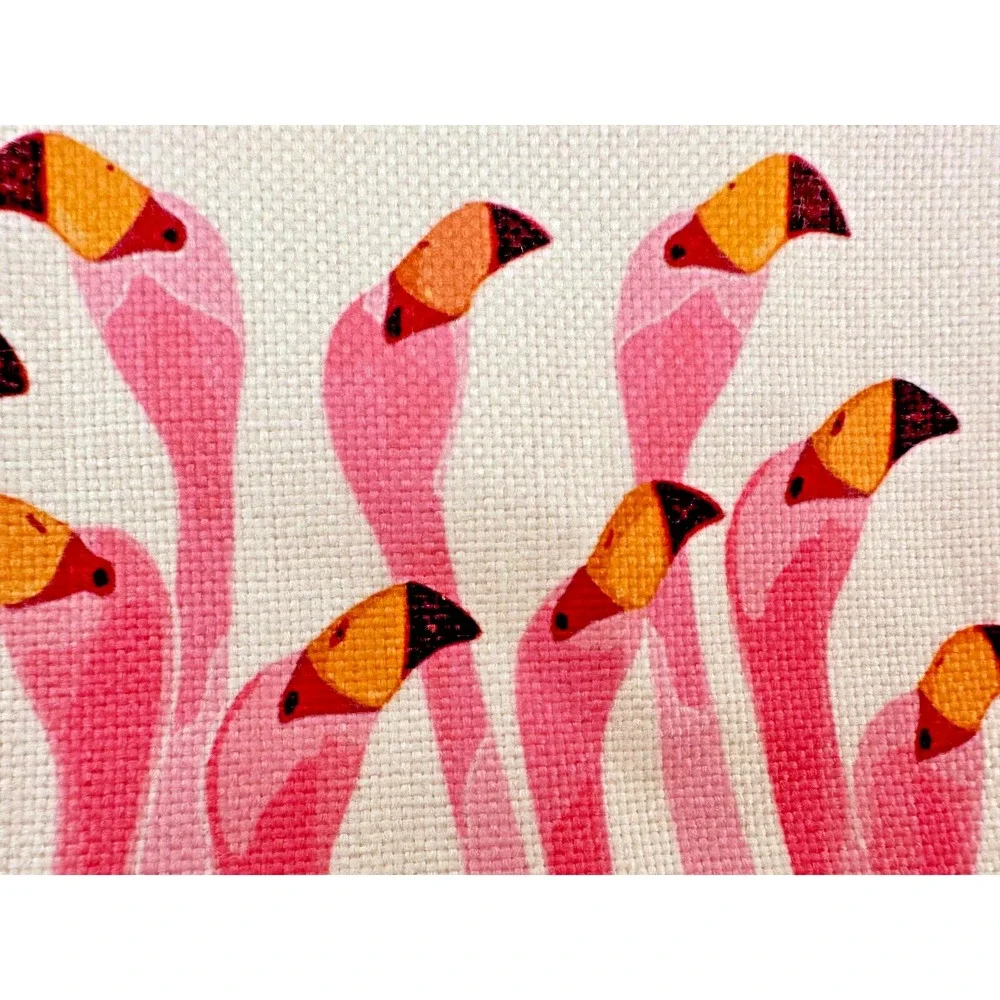 New Flamingo Print Canvas Cosmetic Bag - Pink